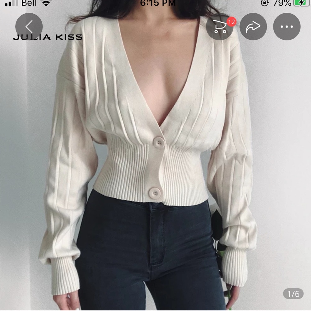 Plunge front sweater